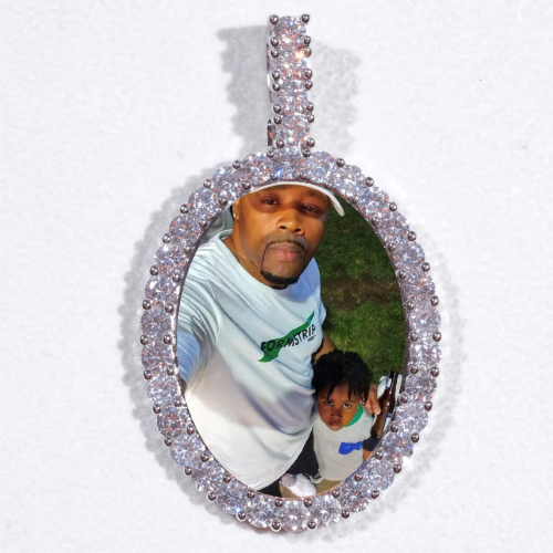 Large 3D Oval Custom Picture Pendant