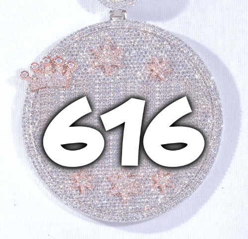 CUSTOM LETTER NECKLACE 3D BIG CROWN DISC