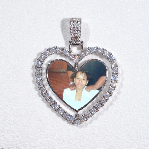 3D Spinning 2-Faced Heart Custom Picture Pendant