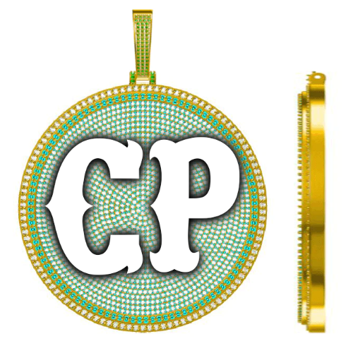 CUSTOM LETTER NECKLACE 3D BIG DISC
