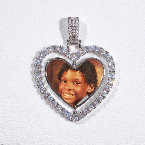 3D Spinning 2-Faced Heart Custom Picture Pendant