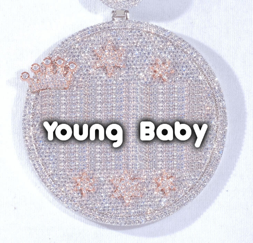 CUSTOM LETTER NECKLACE 3D BIG CROWN DISC