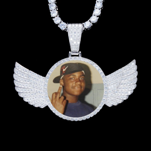 925S & VVS Moissanite 3D Wing Custom Picture Pendant