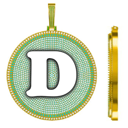 CUSTOM LETTER NECKLACE 3D BIG DISC