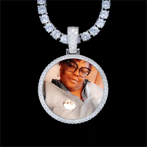 925S & VVS Moissanite 3D Circle Custom Picture Pendant