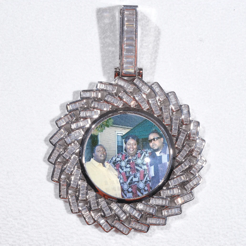 Large 3D Baguette Custom Picture Pendant
