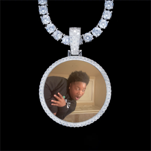 925S & VVS Moissanite 3D Circle Custom Picture Pendant