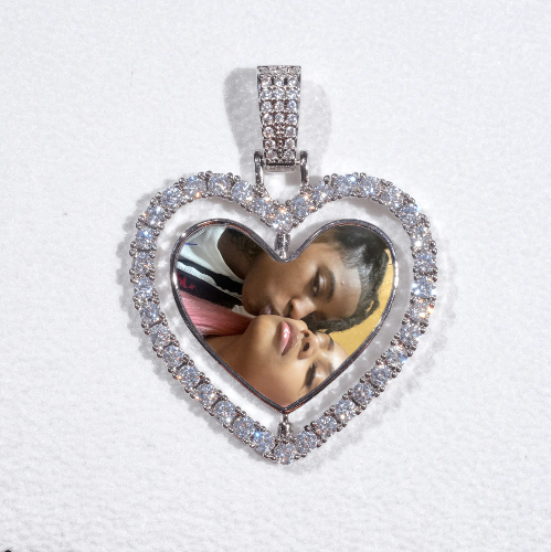3D Spinning 2-Faced Heart Custom Picture Pendant