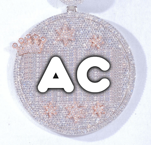 CUSTOM LETTER NECKLACE 3D BIG CROWN DISC