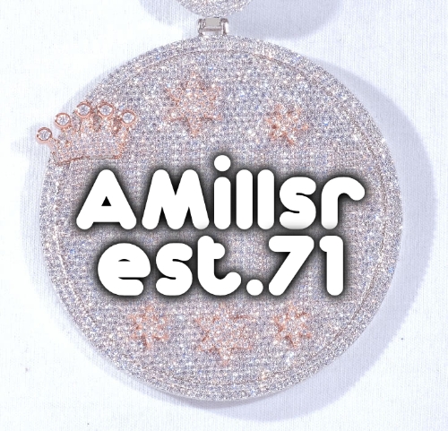 CUSTOM LETTER NECKLACE 3D BIG CROWN DISC