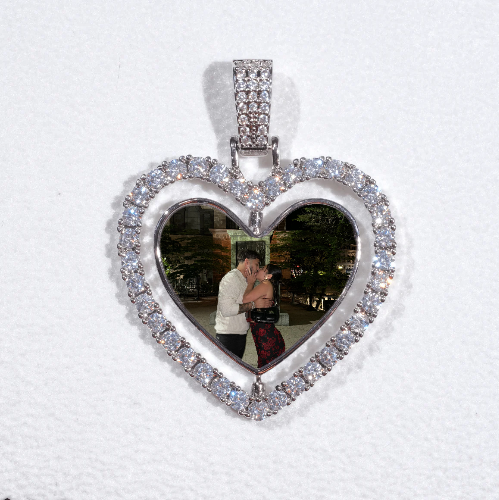 3D Spinning 2-Faced Heart Custom Picture Pendant