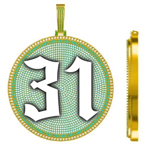 CUSTOM LETTER NECKLACE 3D BIG DISC