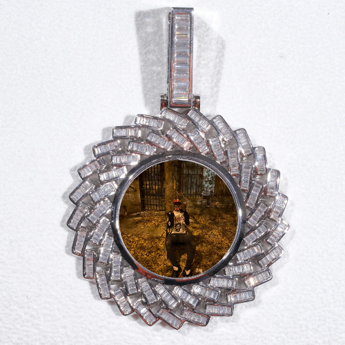 Large 3D Baguette Custom Picture Pendant