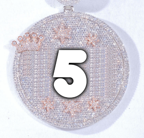 CUSTOM LETTER NECKLACE 3D BIG CROWN DISC