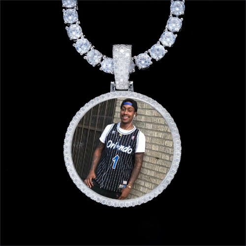 925S & VVS Moissanite 3D Circle Custom Picture Pendant