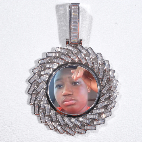 Large 3D Baguette Custom Picture Pendant