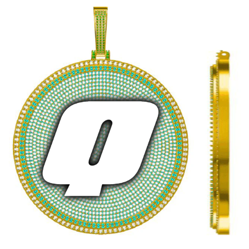 CUSTOM LETTER NECKLACE 3D BIG DISC
