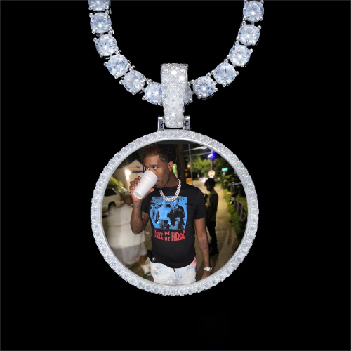 925S & VVS Moissanite 3D Circle Custom Picture Pendant