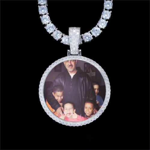 925S & VVS Moissanite 3D Circle Custom Picture Pendant