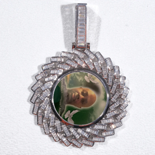Large 3D Baguette Custom Picture Pendant