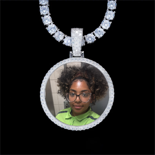 925S & VVS Moissanite 3D Circle Custom Picture Pendant