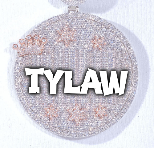 CUSTOM LETTER NECKLACE 3D BIG CROWN DISC