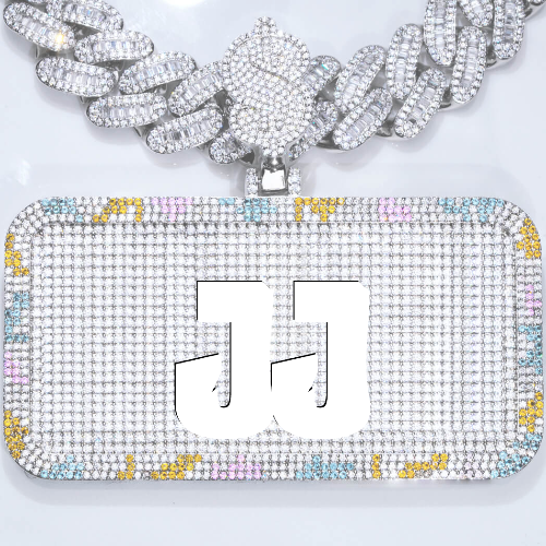 CUSTOM LETTER NECKLACE 3D COLORFUL SQUARE