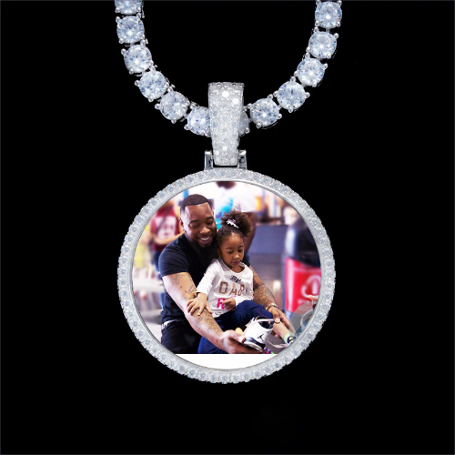 925S & VVS Moissanite 3D Circle Custom Picture Pendant