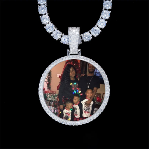 925S & VVS Moissanite 3D Circle Custom Picture Pendant