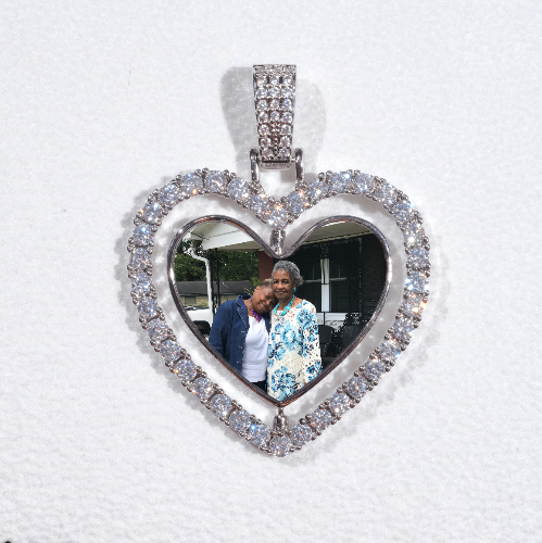 3D Spinning 2-Faced Heart Custom Picture Pendant