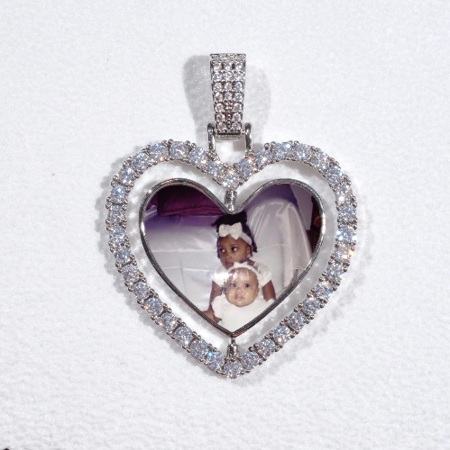 3D Spinning 2-Faced Heart Custom Picture Pendant
