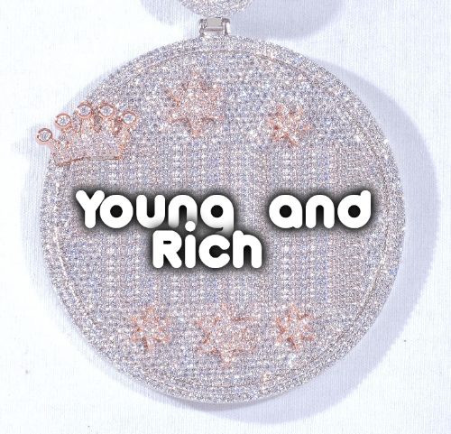 CUSTOM LETTER NECKLACE 3D BIG CROWN DISC