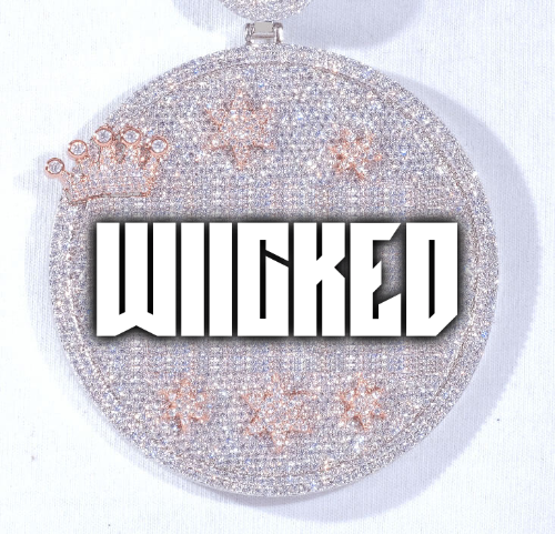 CUSTOM LETTER NECKLACE 3D BIG CROWN DISC