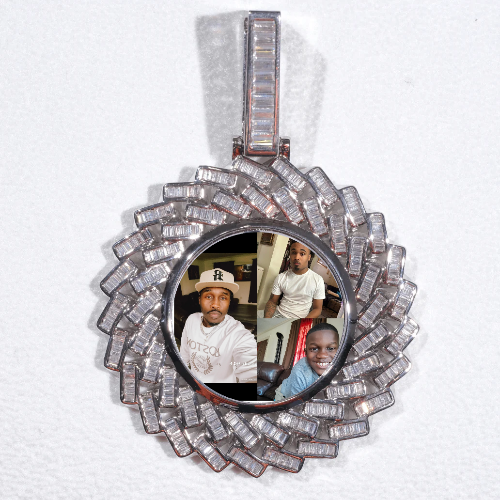 Large 3D Baguette Custom Picture Pendant