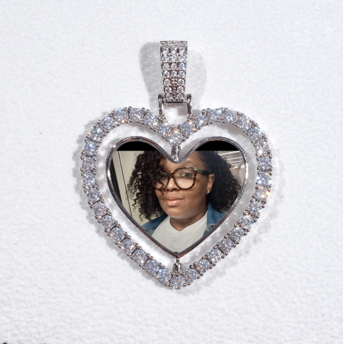 3D Spinning 2-Faced Heart Custom Picture Pendant