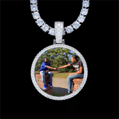 925S & VVS Moissanite 3D Circle Custom Picture Pendant