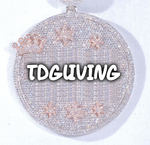 CUSTOM LETTER NECKLACE 3D BIG CROWN DISC