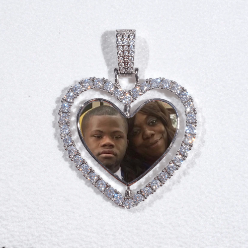 3D Spinning 2-Faced Heart Custom Picture Pendant