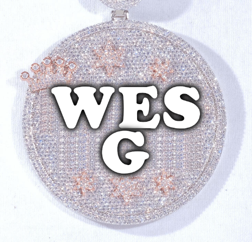 CUSTOM LETTER NECKLACE 3D BIG CROWN DISC