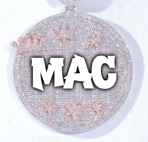 CUSTOM LETTER NECKLACE 3D BIG CROWN DISC