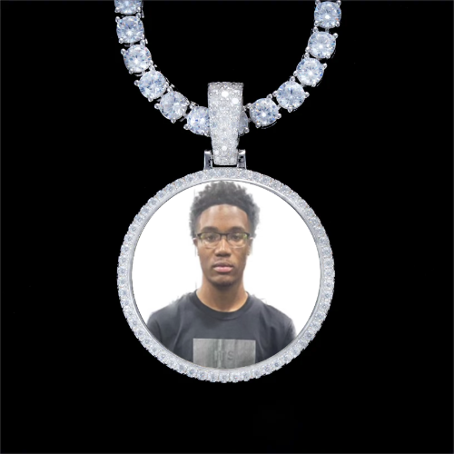 925S & VVS Moissanite 3D Circle Custom Picture Pendant