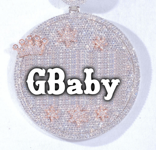 CUSTOM LETTER NECKLACE 3D BIG CROWN DISC
