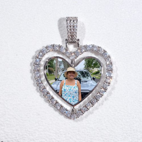 3D Spinning 2-Faced Heart Custom Picture Pendant