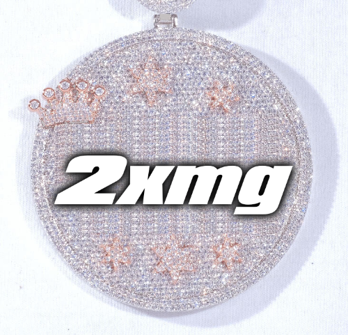 CUSTOM LETTER NECKLACE 3D BIG CROWN DISC