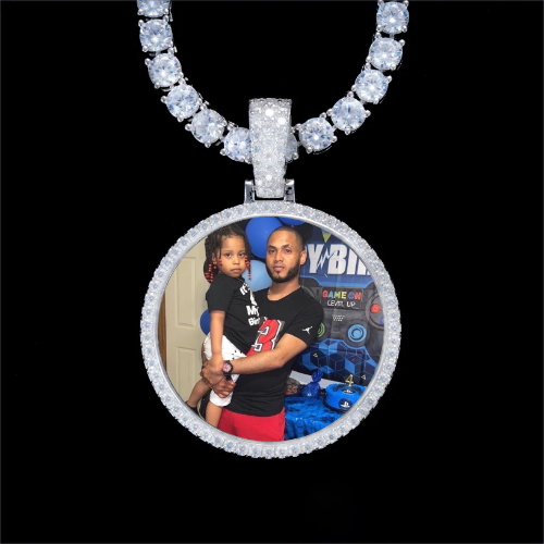 925S & VVS Moissanite 3D Circle Custom Picture Pendant