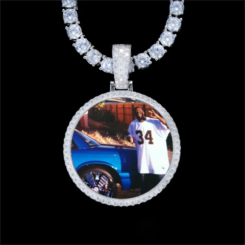 925S & VVS Moissanite 3D Circle Custom Picture Pendant