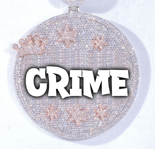 CUSTOM LETTER NECKLACE 3D BIG CROWN DISC