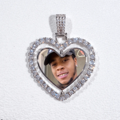 3D Spinning 2-Faced Heart Custom Picture Pendant