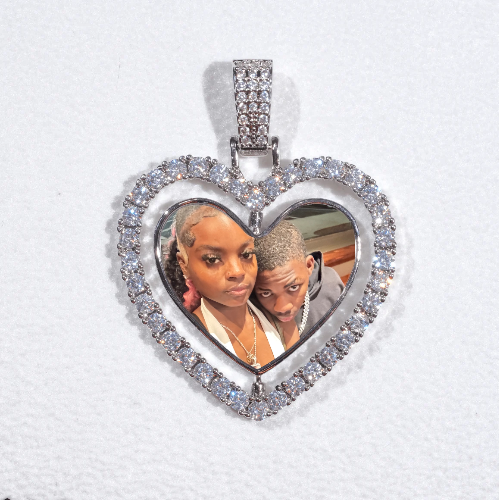 3D Spinning 2-Faced Heart Custom Picture Pendant