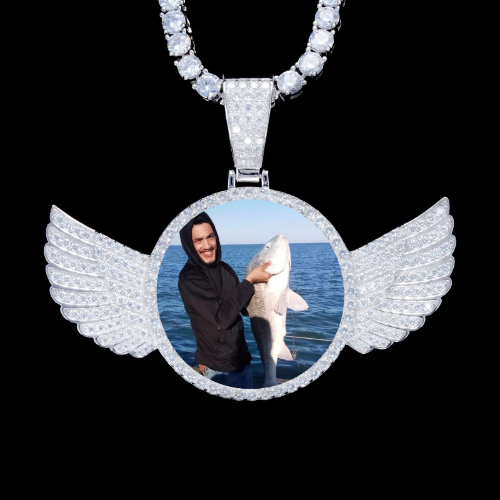 925S & VVS Moissanite 3D Wing Custom Picture Pendant